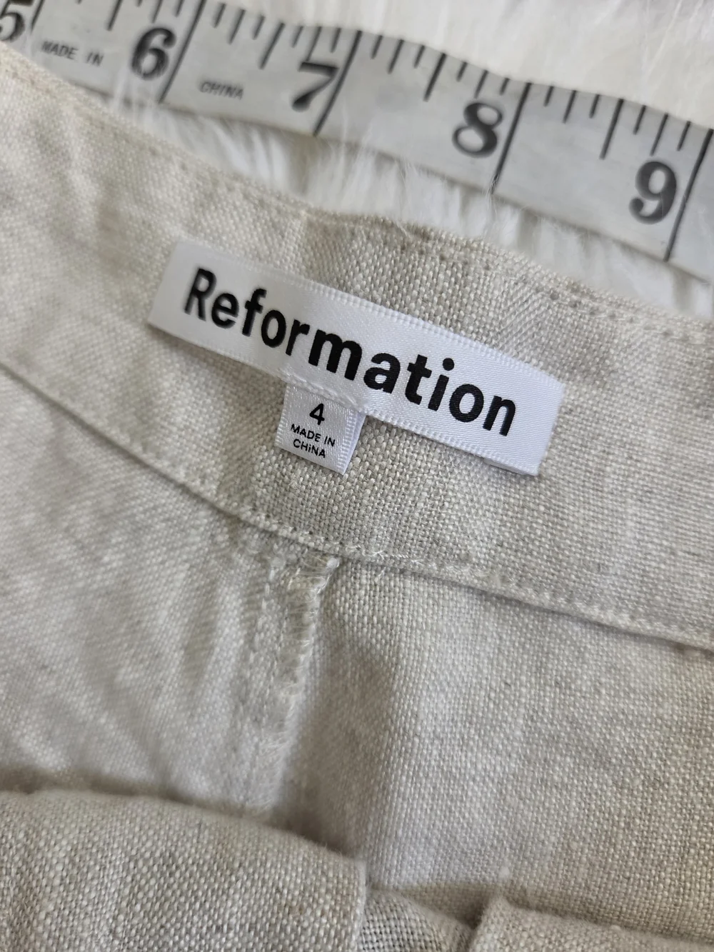 Reformation High-Rise Wide Leg Linen Pants - Cream